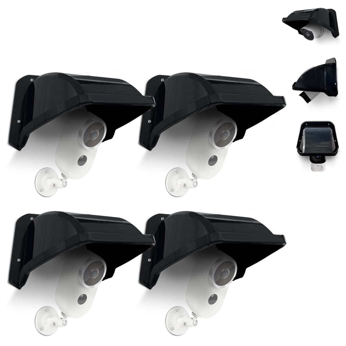 OOSSXX Universal Security Camera Square Sun Rain Cover Shield Cover Shield for Surveillance Camera Protective Roof for Dome/Bullet Outdoor Camera Black (4 Packs)