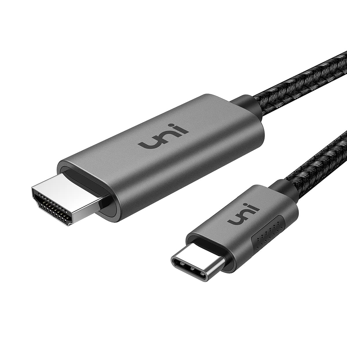 uni USB C to HDMI Cable 4K@60Hz [Thunderbolt 4/3 Compatible] Type C to HDMI Cable, Aluminium & Nylon, for iPhone 15 Pro/Pro Max, MacBook iPad Pro/Air, iMac, Surface Book 2, Samsung S23, Pixelbook 0.9M