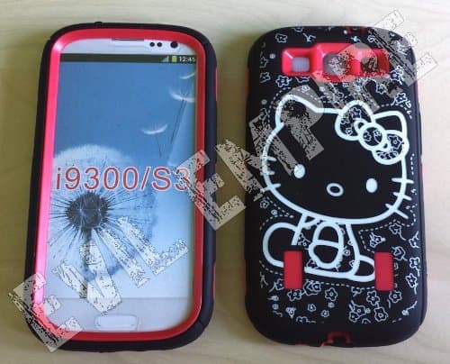 EEA 3 Piece Silicone Hello Kitty Hybrid High Impact Case For Samsung Galaxy S3 III i9300 (Red)