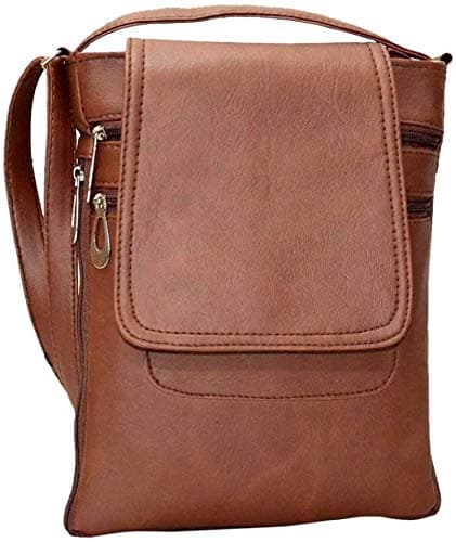 Fanex Brown zip leather sling bag