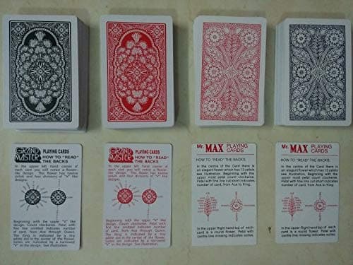 SPY Cheating Playing Card Marked Playing Cards Best for Flash (Pack of 4 Deck) Grand Master, Mr.Max,Red & Black Card Magic