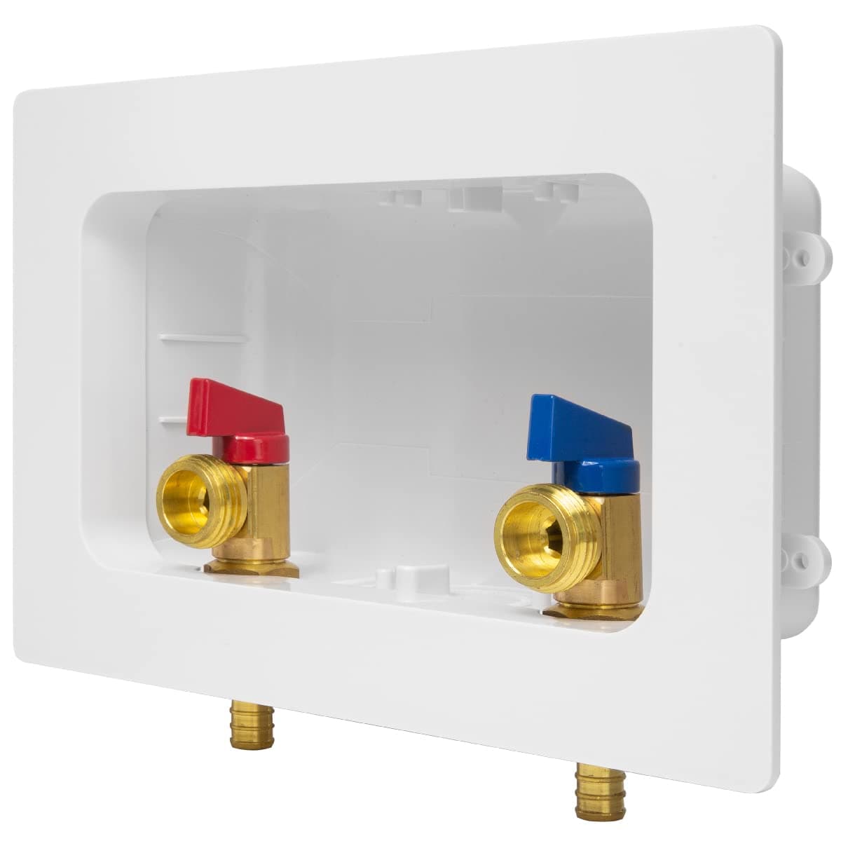 EFIELD Premium Washing Machine (Laundry) Outlet Box with Center Drain 1/2-inch Barb Crimp Pex x 3/4 inch MHT Outlet Connection, White (Standard)