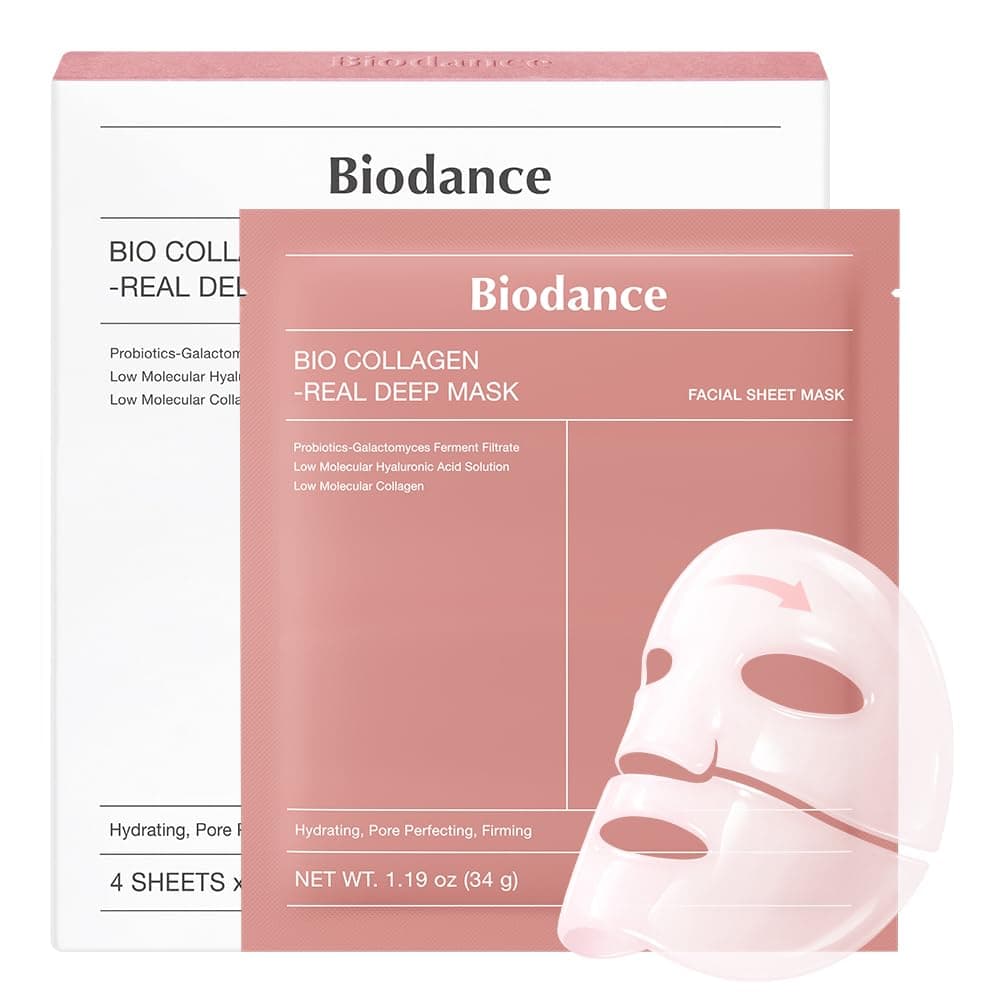 Bio-Collagen Real Deep Face Mask 4 Pcs | Hydrogel Overnight Mask | Pore Minimizing and Elasticity Improvement | Korean Face Mask for Glass Skin | Korean Skincare, Easter Gifts