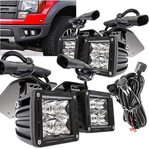 Compatible with 2011 2012 2013 2014 Ford Raptor 6000k LED front bumper Fog light Kit w/Bracket/Wiring/Switch/Built-in LED