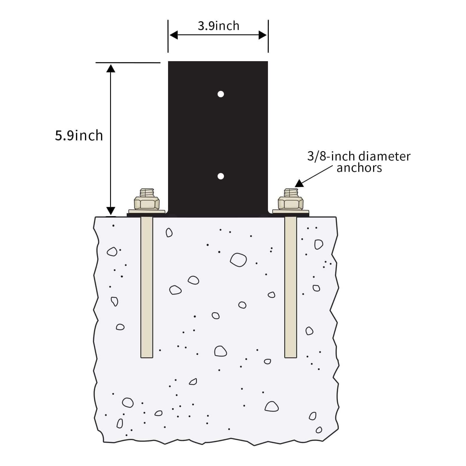 Likeem 4 x 4 Post Base 4PCS,Inner Size 3.6"x3.6"Deck Post Base,Heavy Duty Metal Black Powder Coated Post Brackets,for Mailbox Post Deck Supports Porch Railing Post Holders