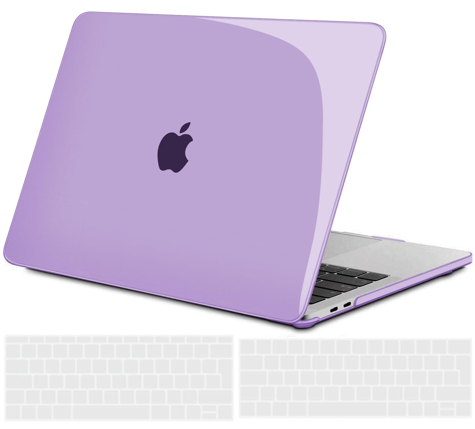 TECOOL Case compatible with MacBook Pro 13 inch 2016-2022 (M2 M1 A2338/A2289/A2251/A2159/A1989/A1706/A1708), Plastic Snap On Hard Shell Cover & UK EU Keyboard Protector, Crystal Lilac (Glossy)