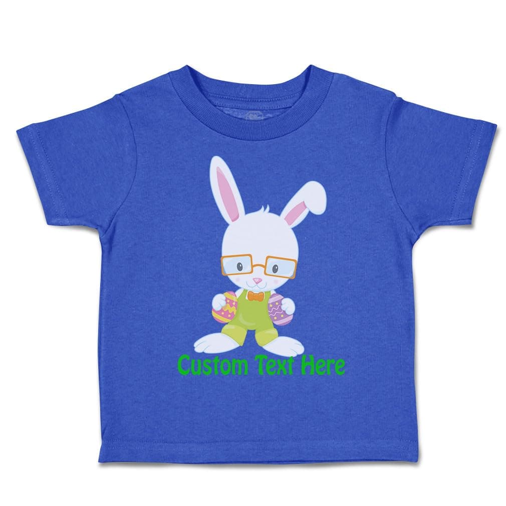 Custom Toddler T-Shirt Bunny Glasses Easter Cotton Easter Egg Boy & Girl Clothes