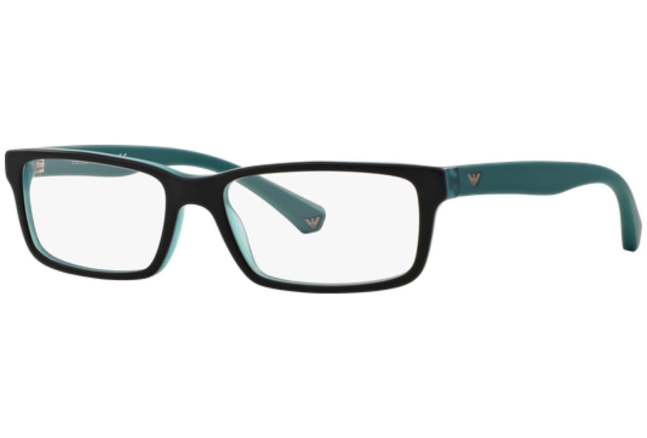 Armani EA3061 Eyeglass Frames 5393-53 - Top Black/matte Turquoise EA3061-5393-53