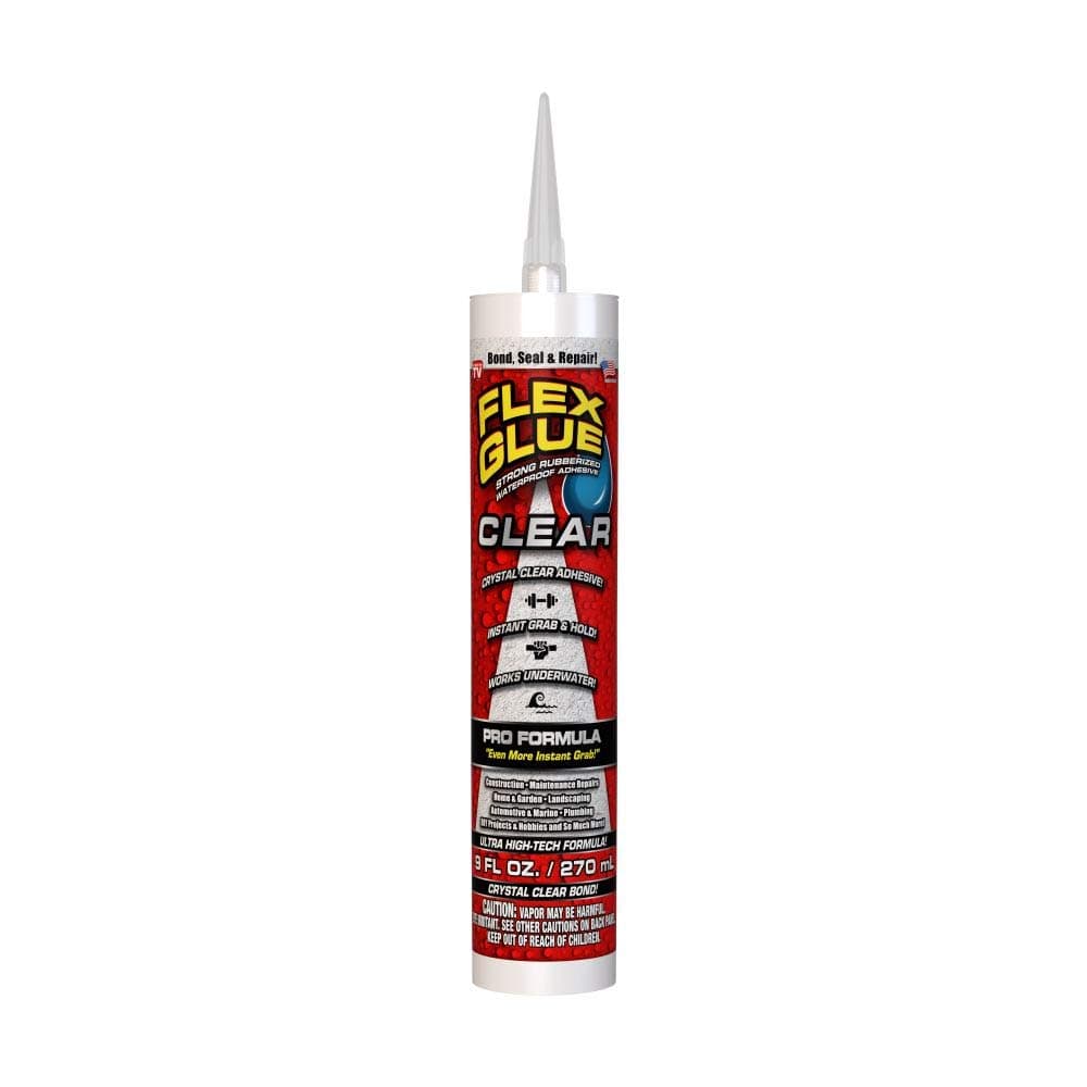 Flex Glue Clear 9 oz PRO Formula - Super Strong Transparent Waterproof Adhesive