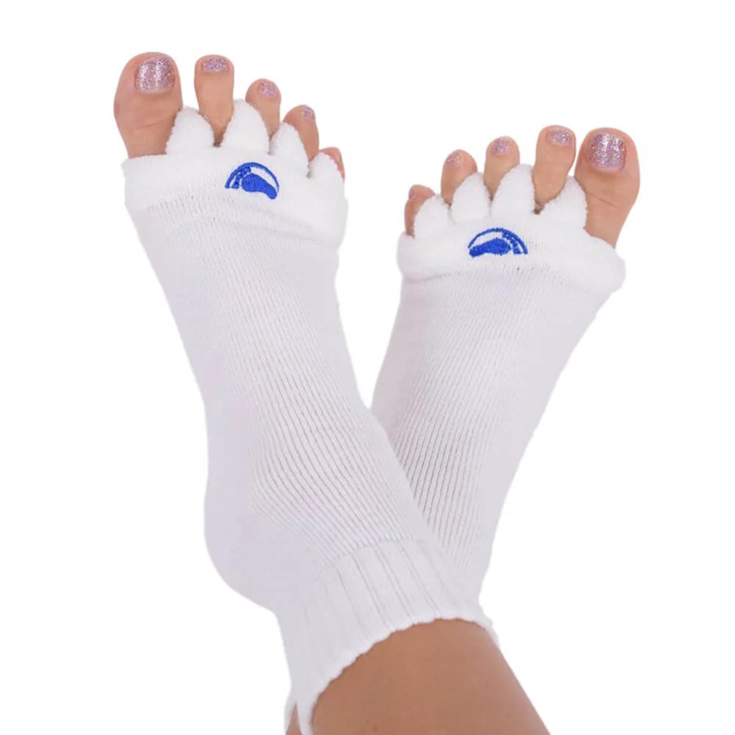 Foot Alignment Socks with Toe Separators by My Happy Feet | for Men or Women | White