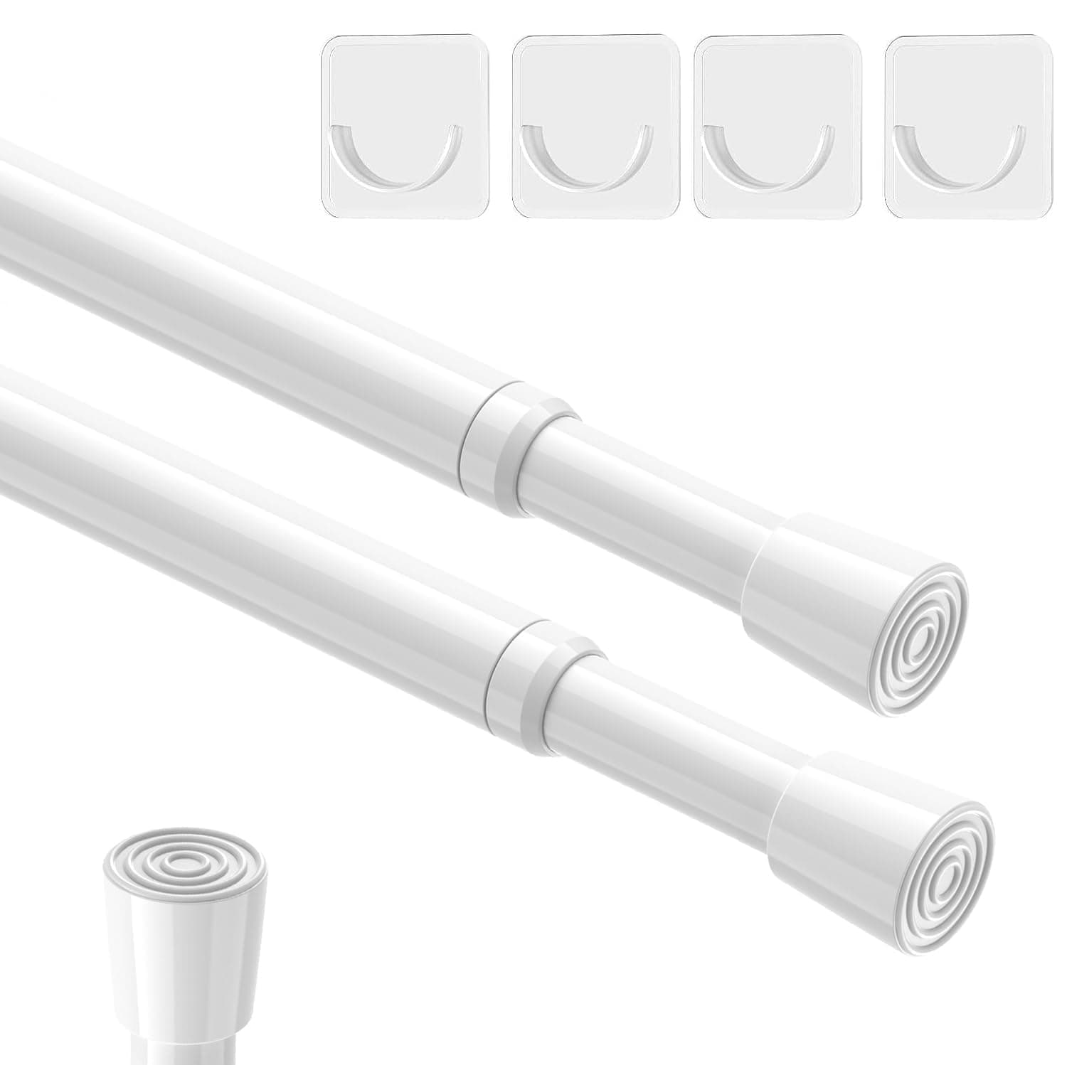 AIZESI 2pcs Spring Tension Rods Adjustable 26 to 39 inch Small Tension Curtain Rod No Drilling Expandable Spring Loaded Curtain Rod,Suitable for Doors and Windows 28 to 36 inch, White