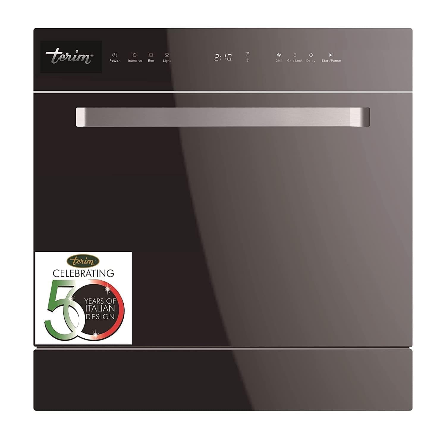Terim 8 Place Settings, 4 Programs Fully Automatic Dishwasher, Super Quiet Operation, Countertop or Built in Installation, 1 Year Warranty, TERDW0804GB