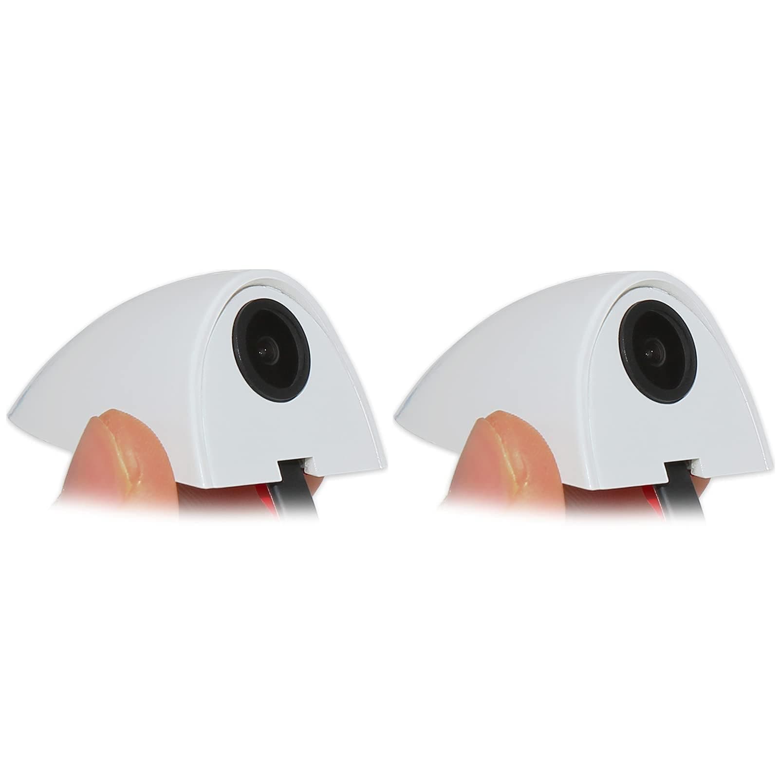 Car Auto Side View Backup Camera, Mini Side Mount Reverse Mirrored Image Cameras with No Blind Spot Cam Safety for Car Monitor Stereo RCA fits Truck 5th Wheel Camper Trailer - Pack of 2