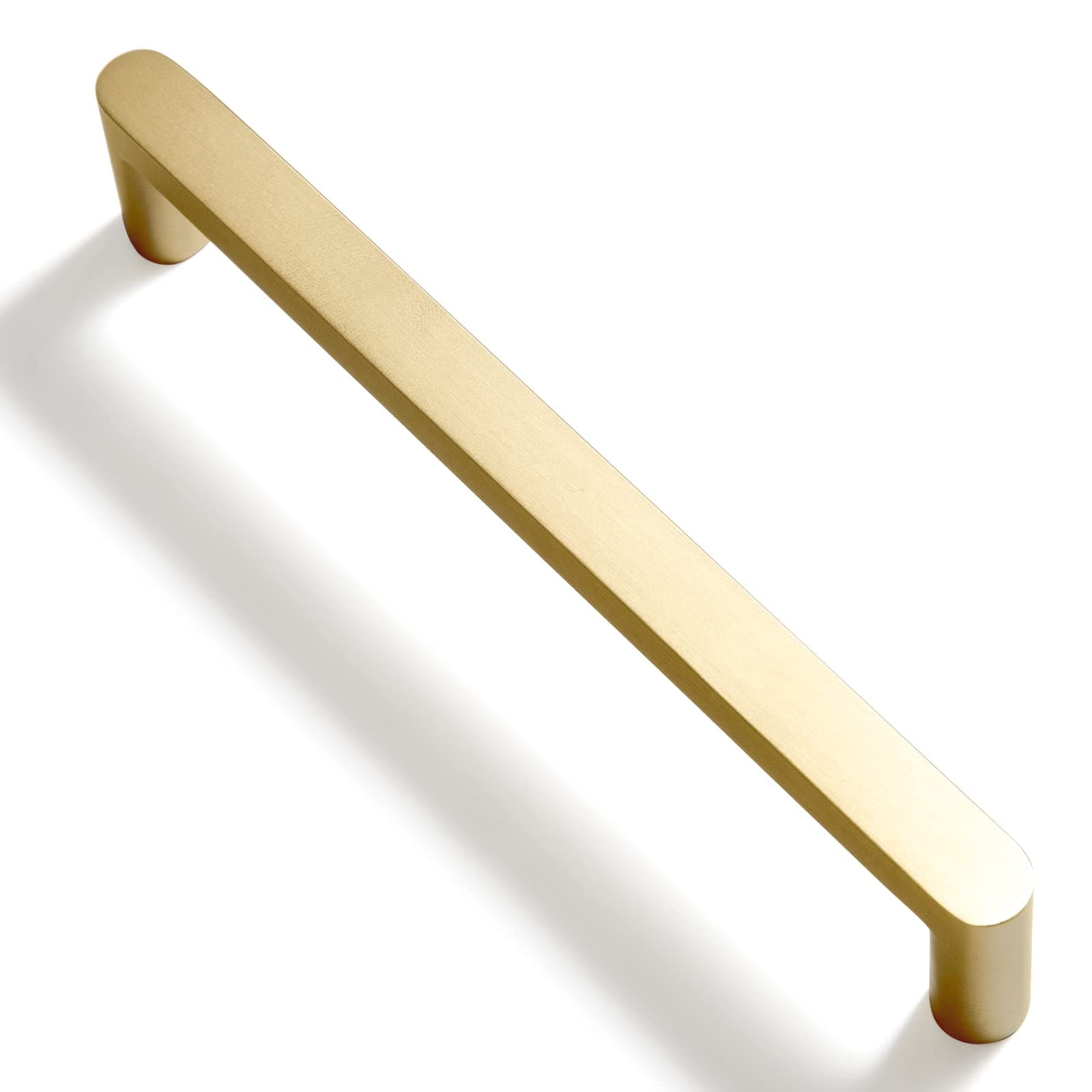 Goo-Ki 6 Pack Brushed Brass Luxurious Cabinet Pulls,Matte,5 Inches Center to Center,Pure Brass Made