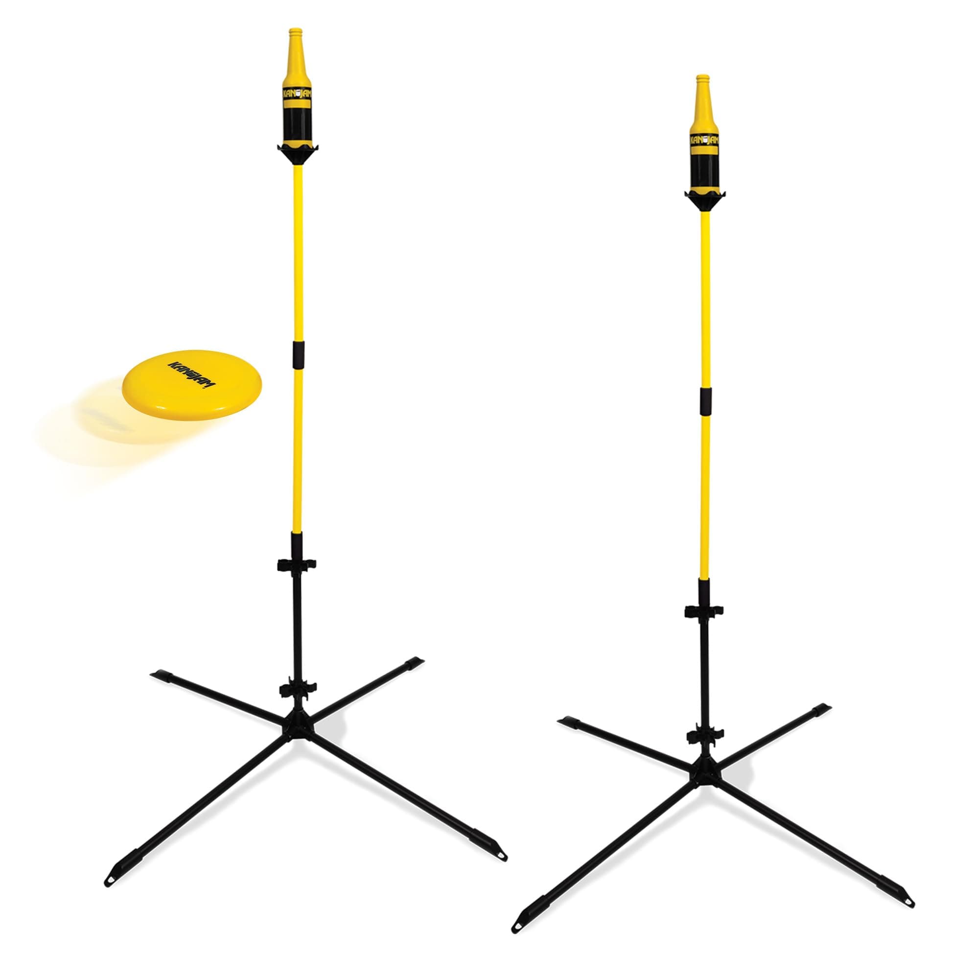 - Disc Toss Game - Black/Yellow, Plastic - Quick Snap-Together Setup for Yard Games - Durable Steel Poles & Wide Bases for Lawn Games - Compact Carry Bag for Camping
