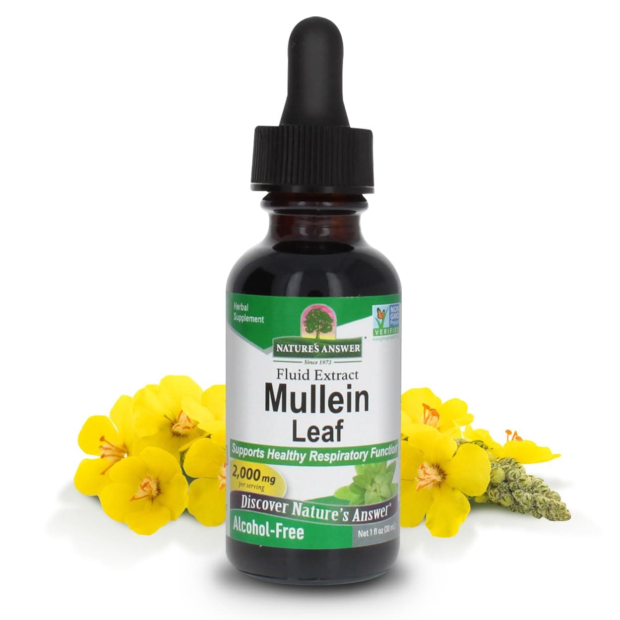 Nature's Answer Mullein Leaf | Herbal Supplement | Supports Healthy Respiratory Function & Healthy Mucous Membranes | Non-GMO & Kosher | Gluten-Free & Alcohol-Free 1oz (2 Pack)