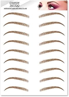 S.A.V.I 9 Pairs Natural Brown Eyebrow Tattoos, Long Lasting Up to 4 Days, Waterproof Eyebrow Temporary Tattoo Sticker - 1 Sheet #6BR