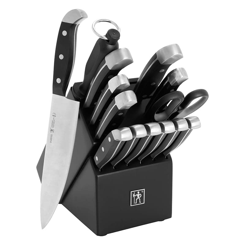 Premium Quality Statement 15-Piece Knife Set with Block and Knife Sharpener, Razor-Sharp, German Engineered Knife Informed by over 100 Years of Masterful Knife Making, Black Block