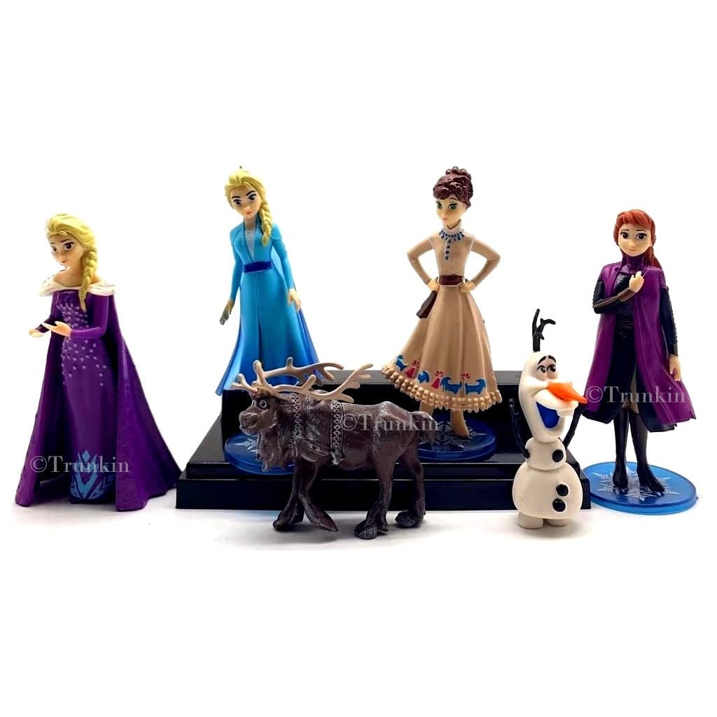 Trunkin | Elsa Anna Olaf Figure Polyvinyl Chloride Action Figure | Set Of 6 Pcs Set Cake Topper Dolls Collectible | Toys Figurine Idols Showpiece For Home Decor,Multicolor