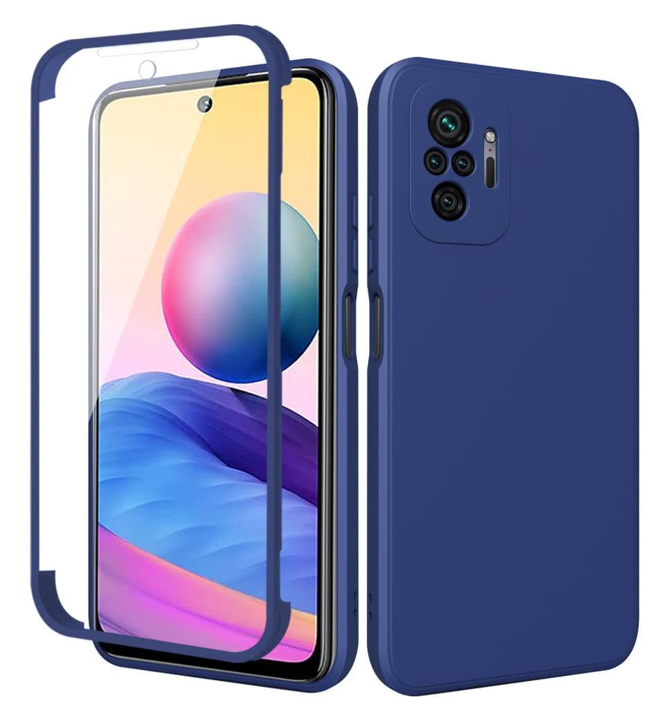 Xiaomi Redmi Note 10 Pro / 10 Pro Max Case, EabHulie Slim Flexible TPU Silicone Rubber Built-in Screen Protector Full-body Protection Case Cover for Xiaomi Redmi Note 10 Pro / 10 Pro Max Blue