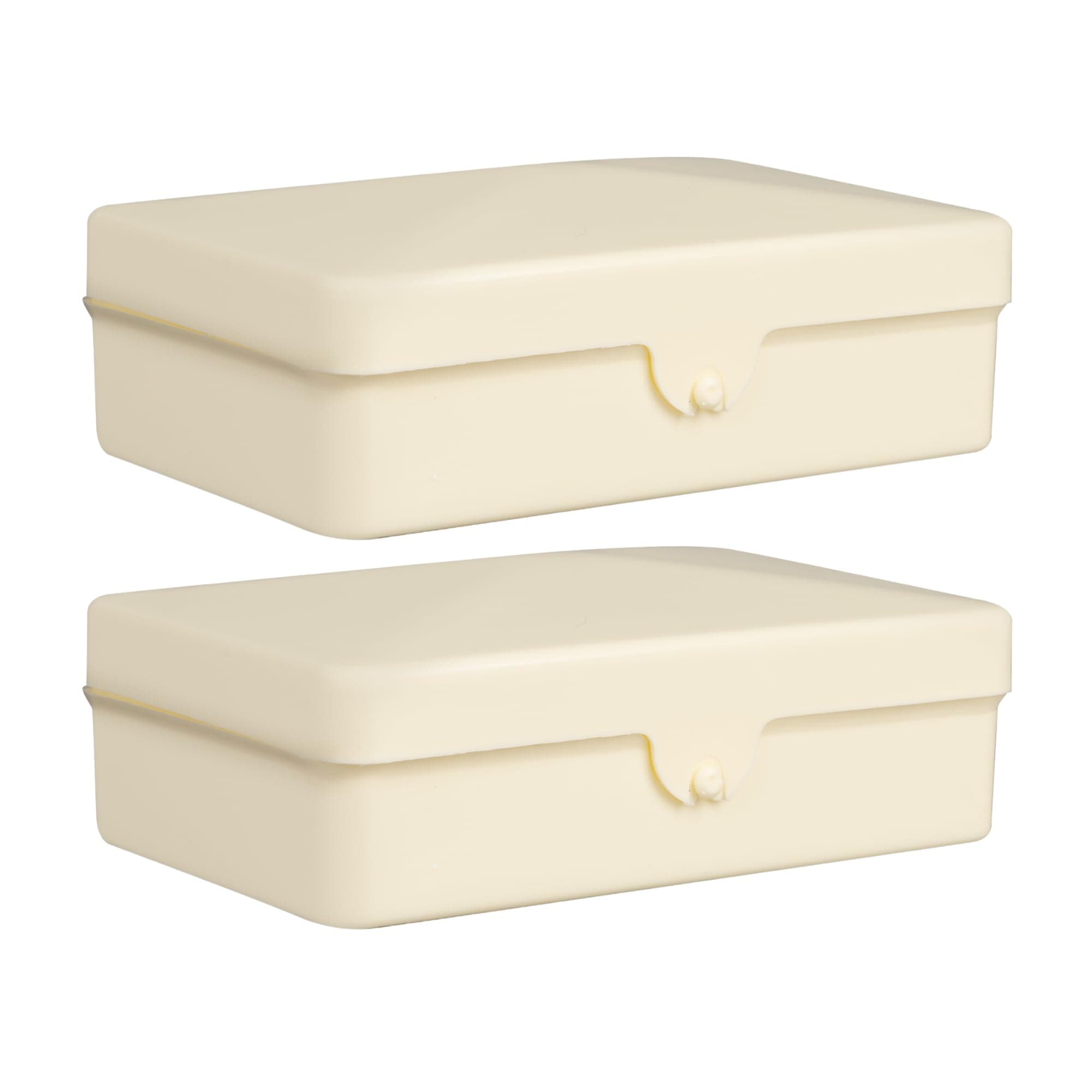 Dukal DawnMist Ivory Plastic Soap Box, Durable & Compact, Pack of 2 – Perfect for Travel, Bathroom, or Gym Use, Leak-Proof Design, Keeps Soap Dry and Clean