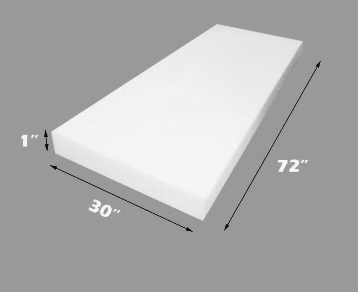 Upholstery Foam 1" Thick, 30" Wide x 72" Long Medium Density