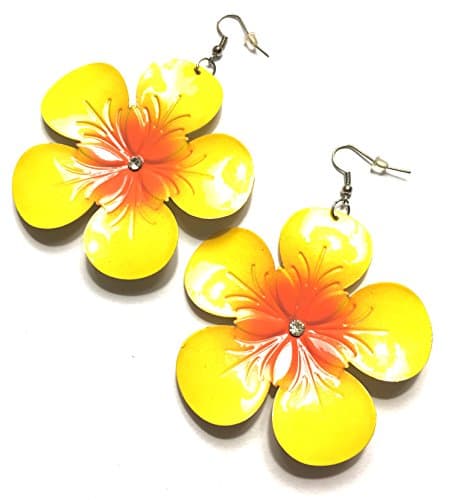 Large Yellow Flower Earrings 2 1/2"