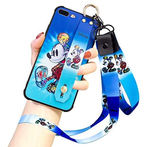 DISNEY COLLECTION iPhone 7 Plus/8 Plus Case, Mickey Mouse Street Fashion Wrist Strap Band Phone Cover Bumper Lanyard Case for for iPhone 7 Plus/iPhone 8 Plus 5.5 Inch