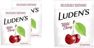 Ludens Wild Cherry Throat Drops, Pack of 2, 90 Drops Each for Sore Throat Relief