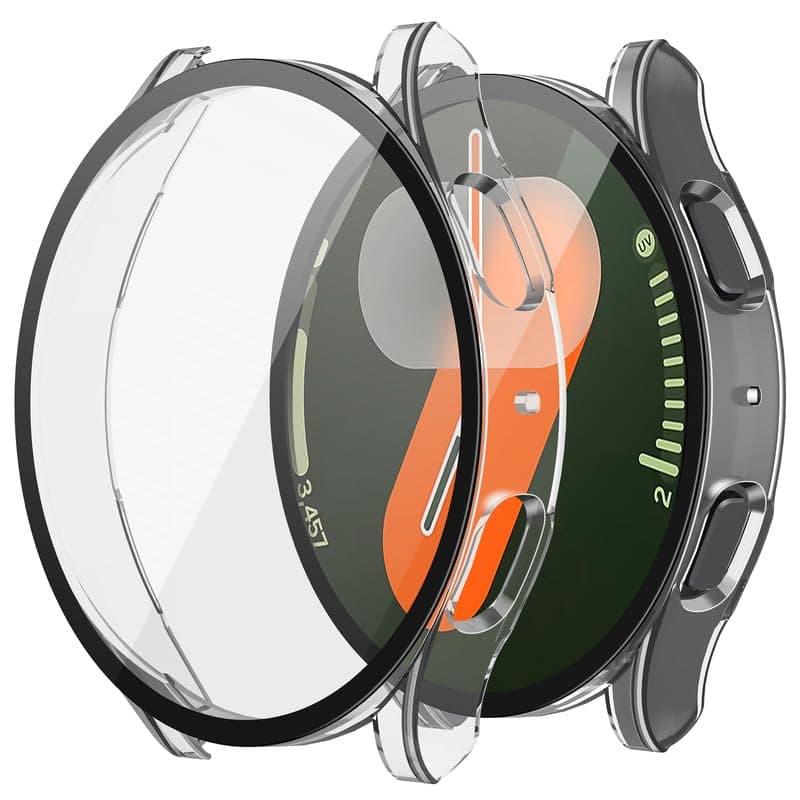 Misxi 2-Pack Hard PC Screen Protector Case for Samsung Galaxy Watch 7 40mm, Anti-Slip Ultra-Thin Scratch Resistant Cover with Tempered Glass for Galaxy Watch7, Transparent