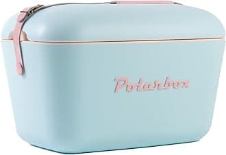 PolarboxRetro Beach Cooler Vintage Picnic Lunch Box Bag Portable Cooler Travel Camping Hiking 90s Style Ice Chest Extra Large Lightweight for Cans Beers & Seltzer Drinks 20L (Sky Blue Rose)