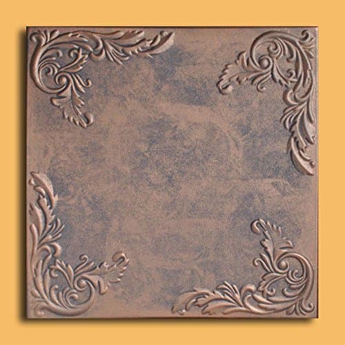 Antique Ceilings Inc - Marseille Copper Graphite - Styrofoam Ceiling Tile (Package of 10 Tiles)