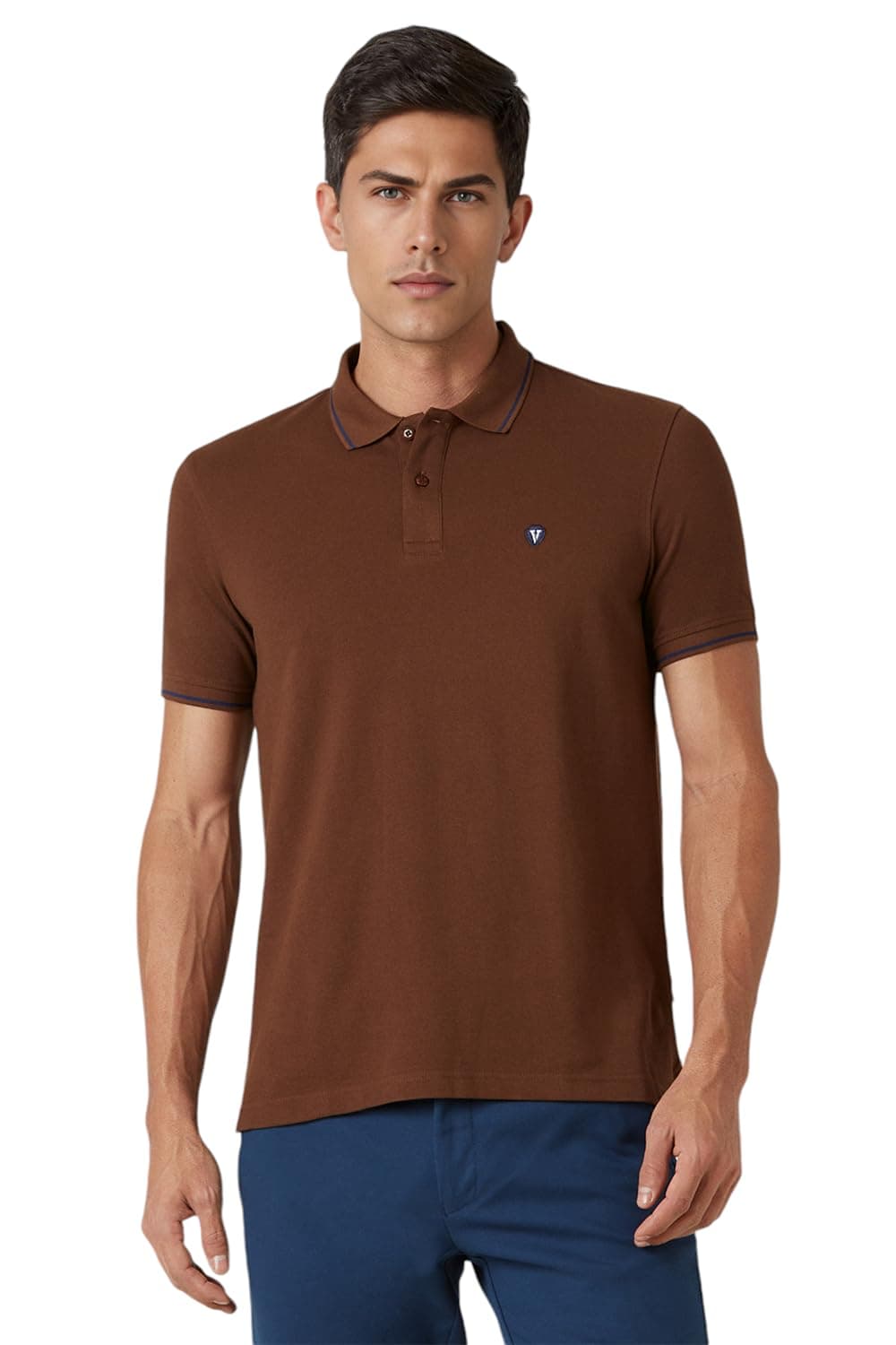 Van Heusen Men's Cotton Solid Regular Fit Collar Polo T-Shirt