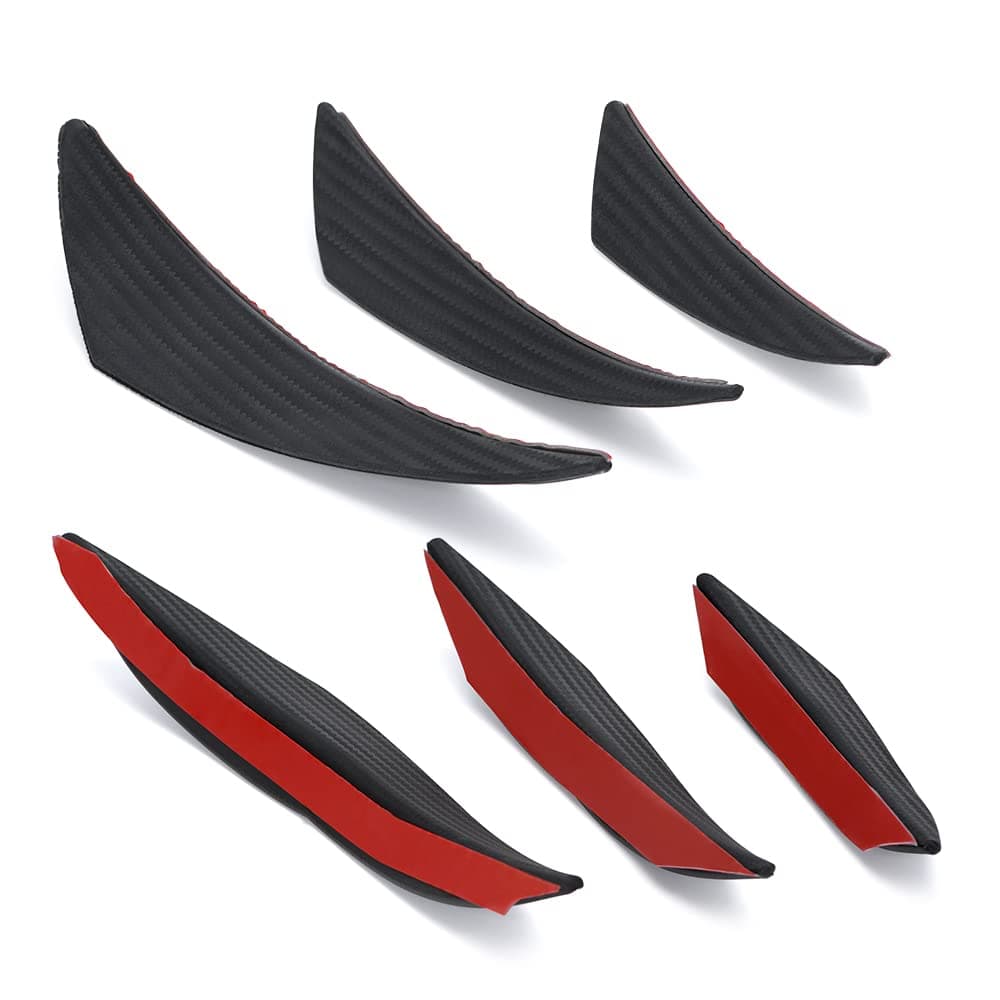 6PCS Universal Car Front Bumper Lip Splitter Exterior Soft Rubber Fins Spoiler Canards Kit Black for Car Body Auto Anti-Collision Strip Decoration
