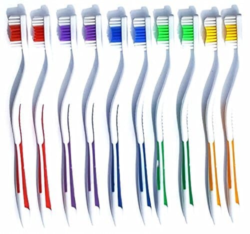 Top Choice Brands 100pc Toothbrush Individually Package Classic Medium Soft Fur Multi Color Great for Travel, Hotel, Guests, Disposable use and More (100Pack)