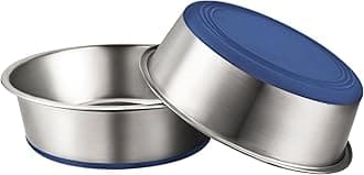URBUDDIES 2 Pack Stainless Steel Dog Bowls, 11 Cup, Blue Bottom