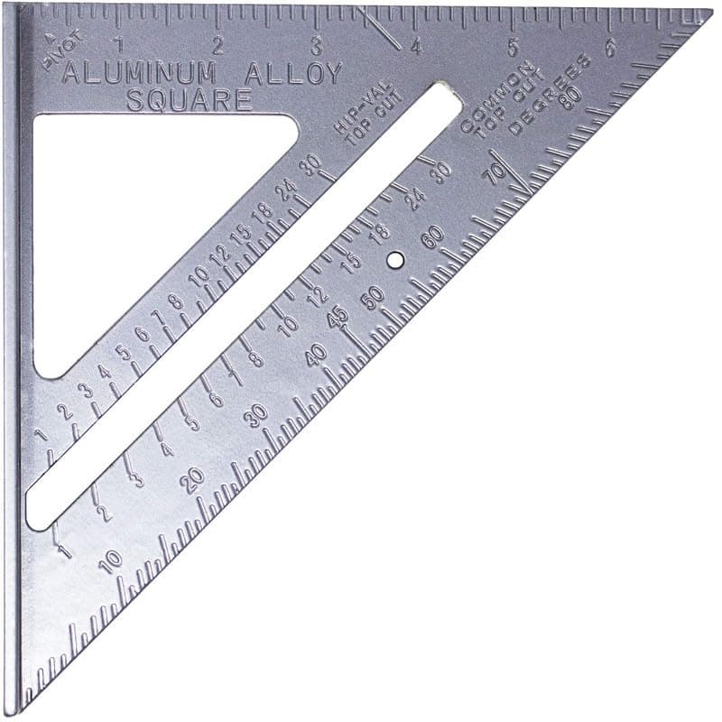 THS 11" 45 Degree Square Layout Tool,Double Side Scale Aluminium Alloy Metric Inch Triangle Measurement in 90 Degree Triangle Ruler Carpenter Tool (Silver, 11)