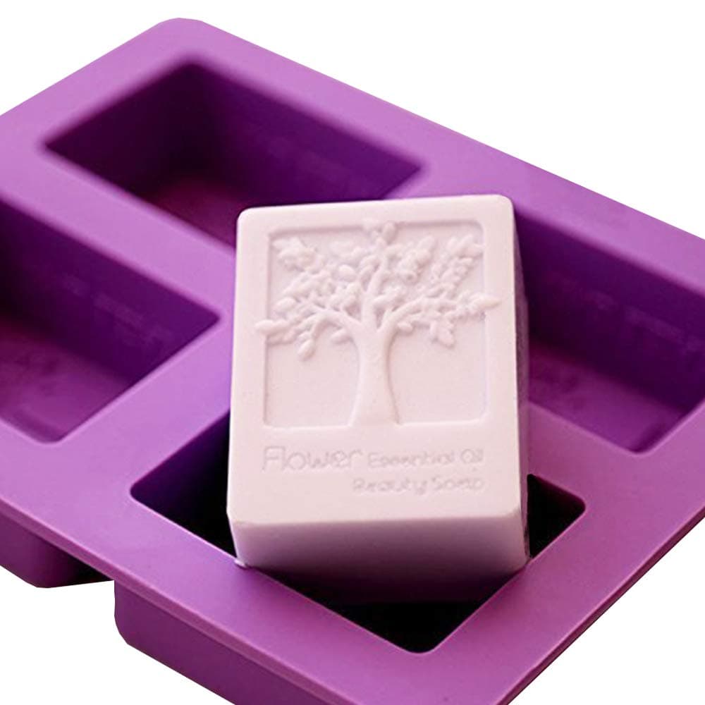 Soap Mold, 4 Cavity Rectangle Life Tree Silicone Mold for DIY Soap Making, Food-grade, Heat Resistant, Easy to Clean