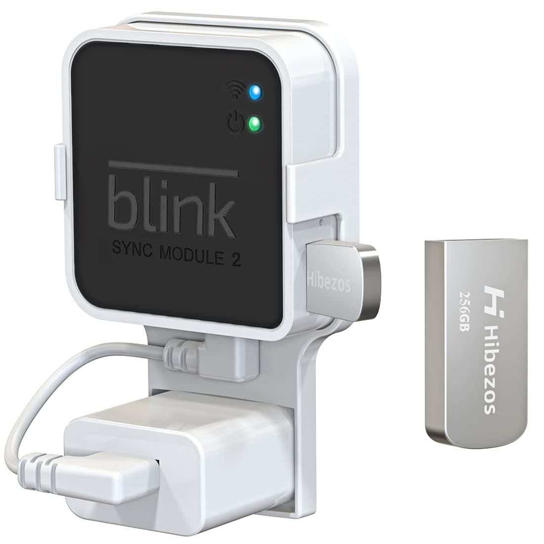 128GB USB Flash Drive and Outlet Mount for Blink Sync Module 2, Space-Saving, Easy Install, Secure Hold, Moveable