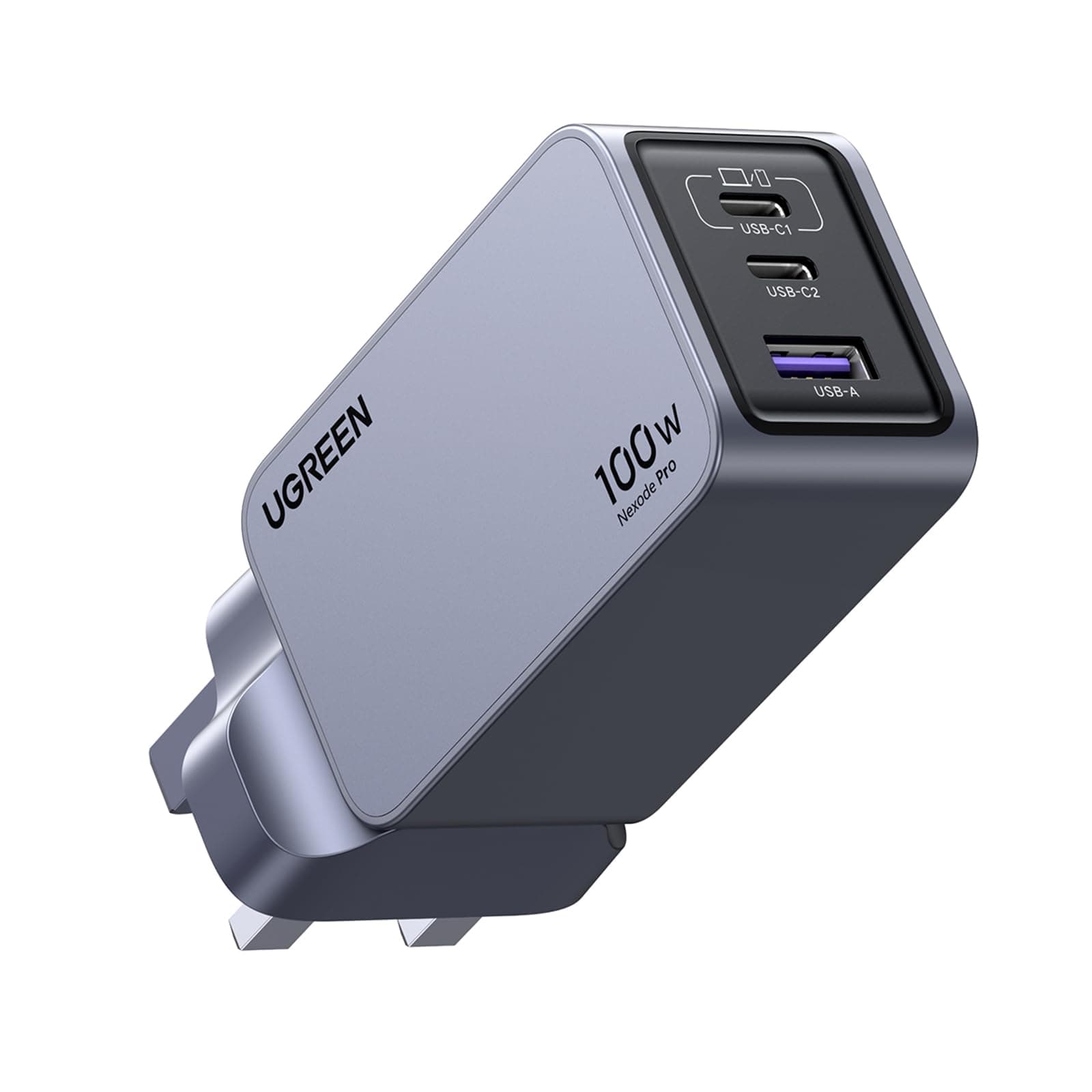 UGREEN Nexode Pro 100W Type C Charger, GaN II Tech 3-Port Laptop Power Charing Adapter Fast Wall Charge Plug Compatible for MacBook Air, Dell XPS, iPad, iPhone 17 Pro Max, 45W Samsung S25/S24 Ultra