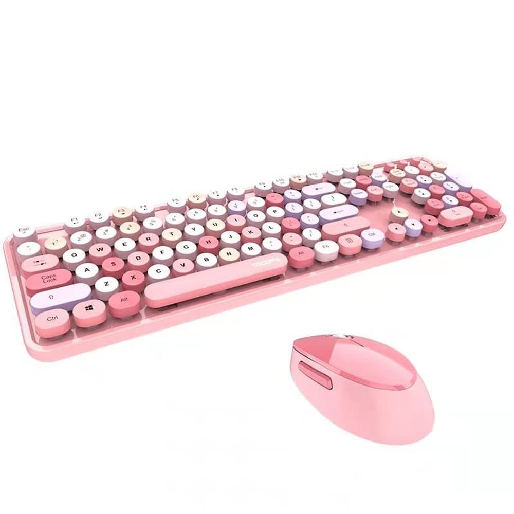 Mofii Wireless Keyboard and Mouse Combo,2.4G USB Multi-Color Cute Full Size Keyboard and Optical Mice Set for Computer Desktop PC Laptop (Pink-Mixed)……