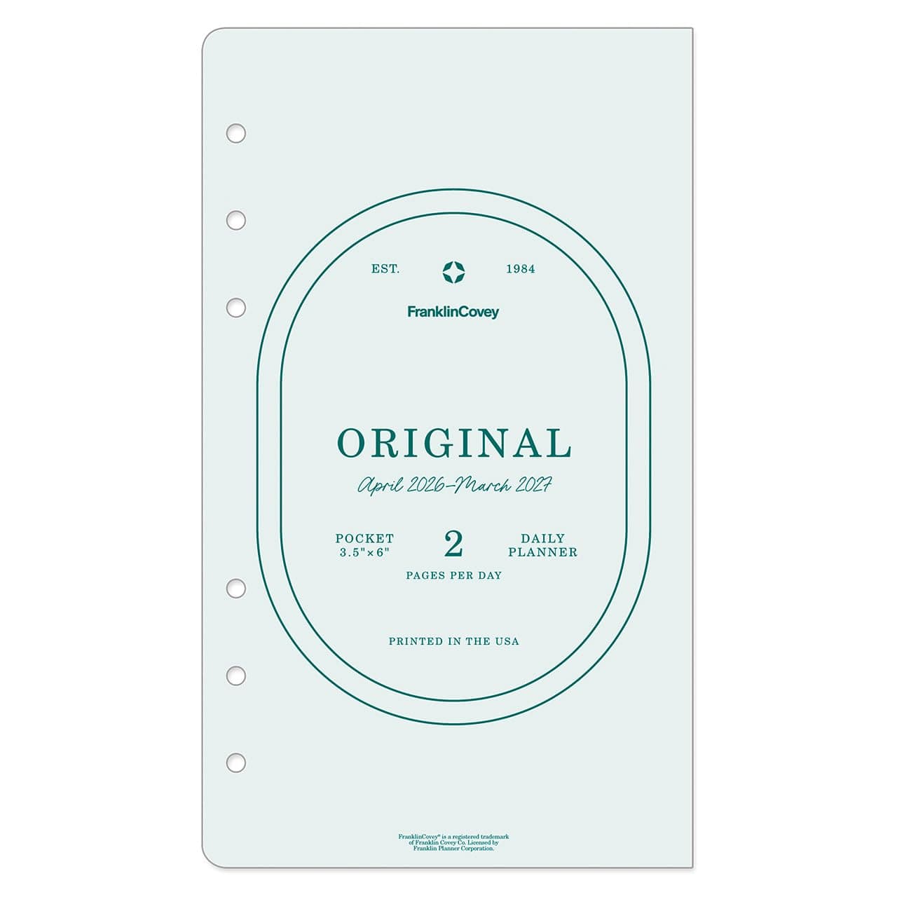 FranklinCovey - Original Planner Refill | Two Page Per Day - Ring-Bound (Pocket, Apr 2026 - Mar 2027)