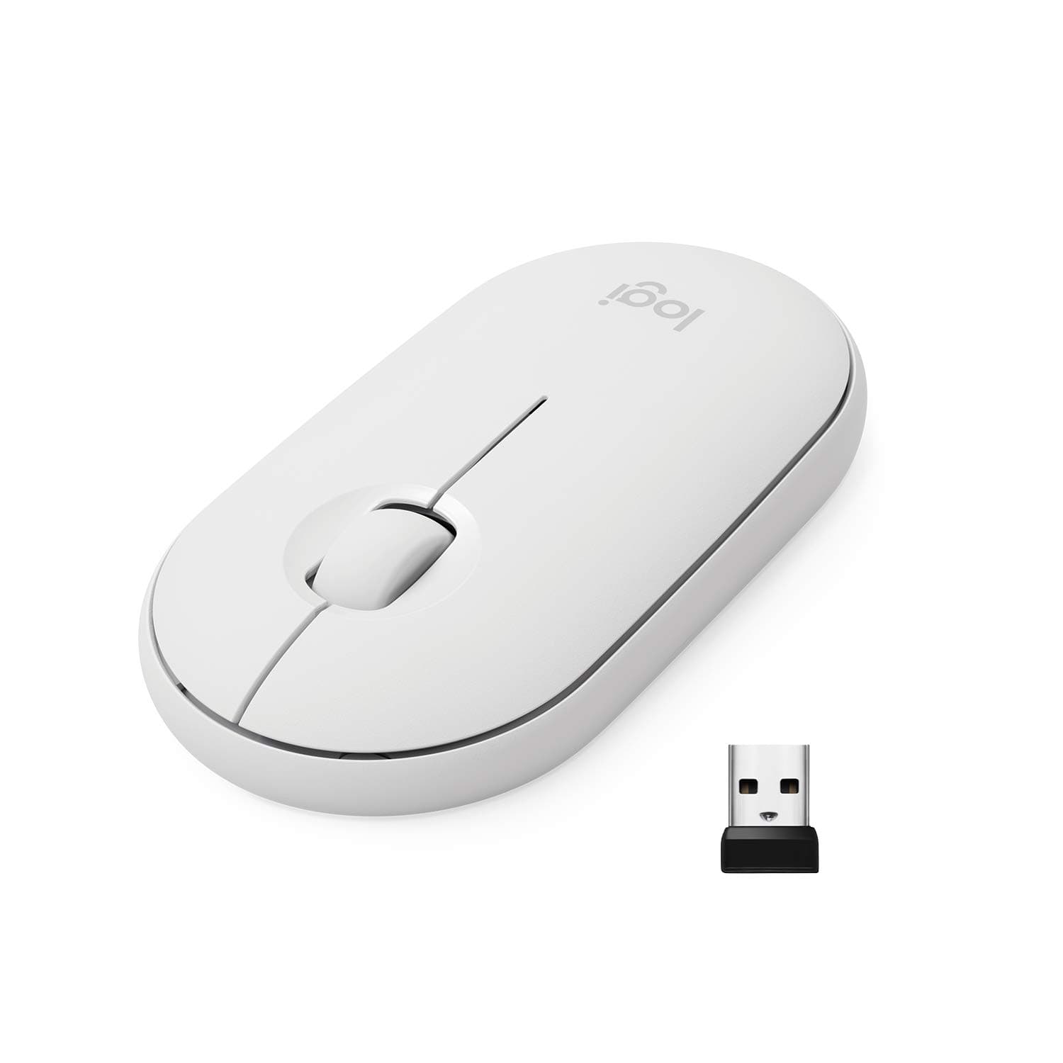 Logitech Pebble M350 Wireless Mouse with Bluetooth or USB - Silent, Slim Computer Mouse with Quiet Click for iPad, Laptop, Notebook, PC and Mac - Off White