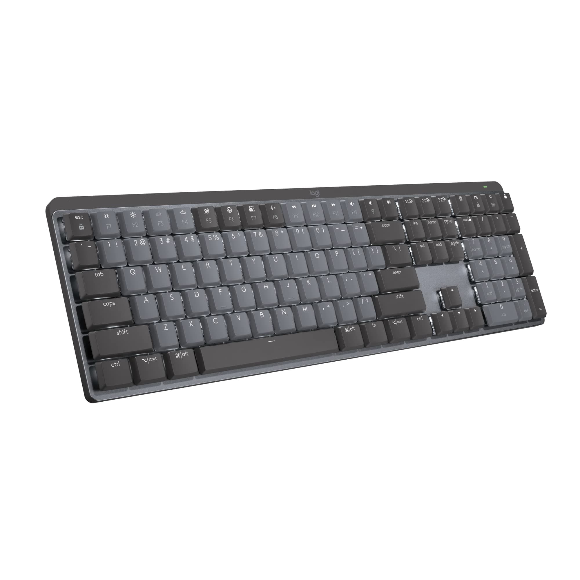 Logitech MX Mechanical Wireless Illuminated Performance Keyboard, Tactile Quiet Switches, Backlit Keys, Bluetooth, USB-C, macOS, Windows, Linux, iOS, Android, Metal, Graphite