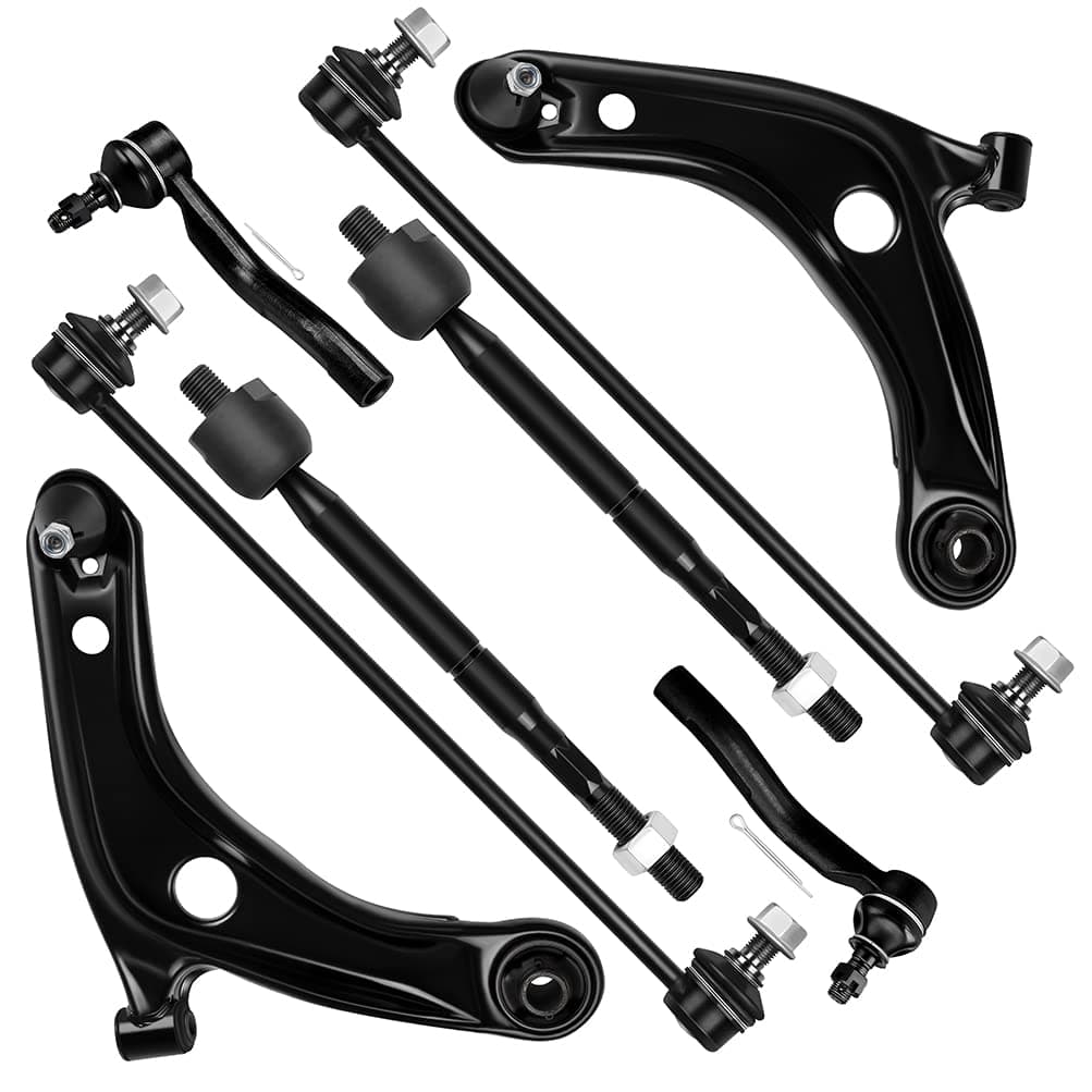 SCITOO 8pcs Suspension Kit Front Lower Control Arm w/Ball Joints Sway Bar Link Outer Inner Tie Rod End Compatible Fit for Toyota for Yaris 2007 2008 2009 2010 2011 2012