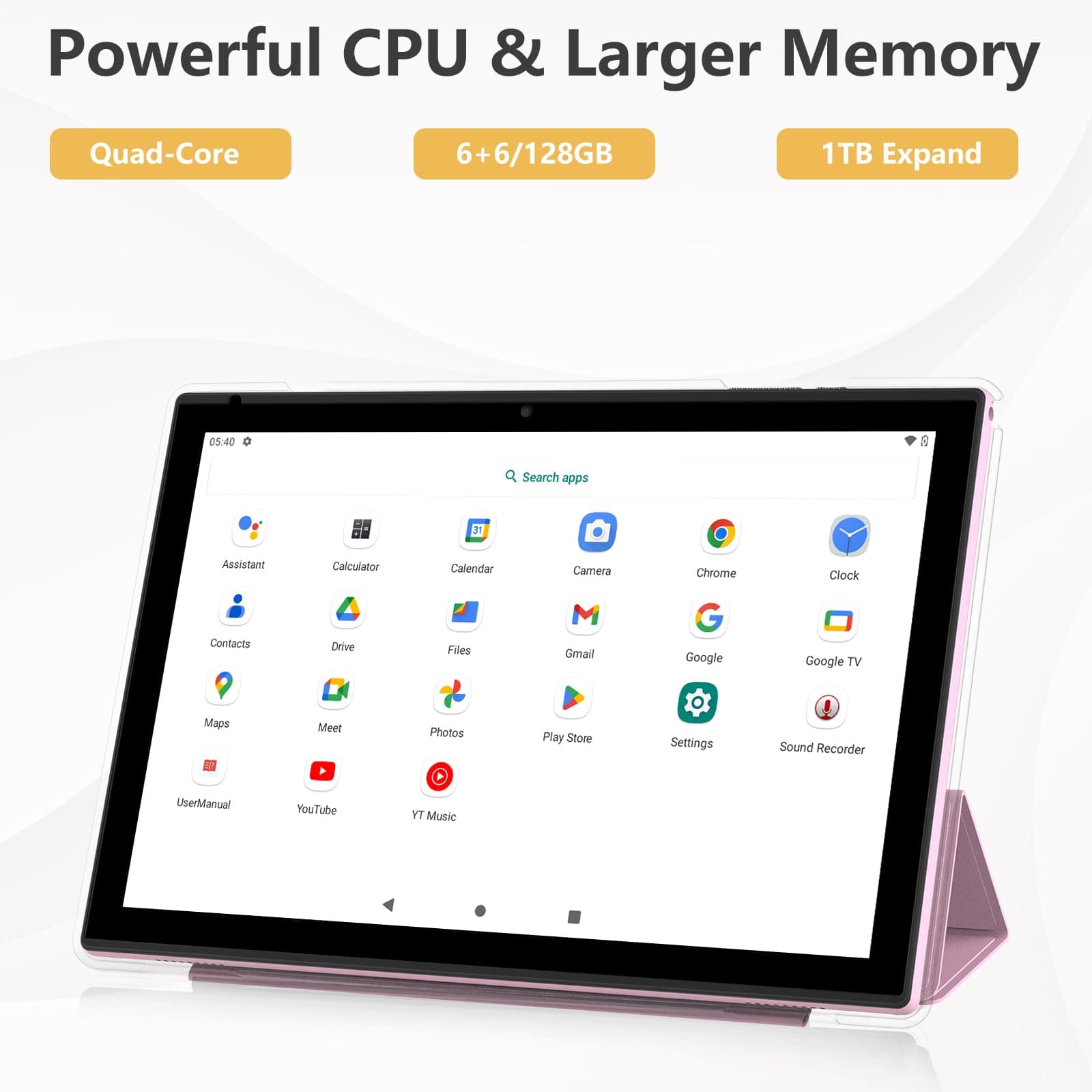 Android Tablet 10 Inch 2 in 1 Tablets with Keyboard Case Mouse Stylus, 12GB RAM 128GB ROM 1TB Expand, Quad-Core 2.0GHz CPU Tablet PC, 5G WiFi 6 BT 5.0, 8MP Camera, Google Certified Tableta