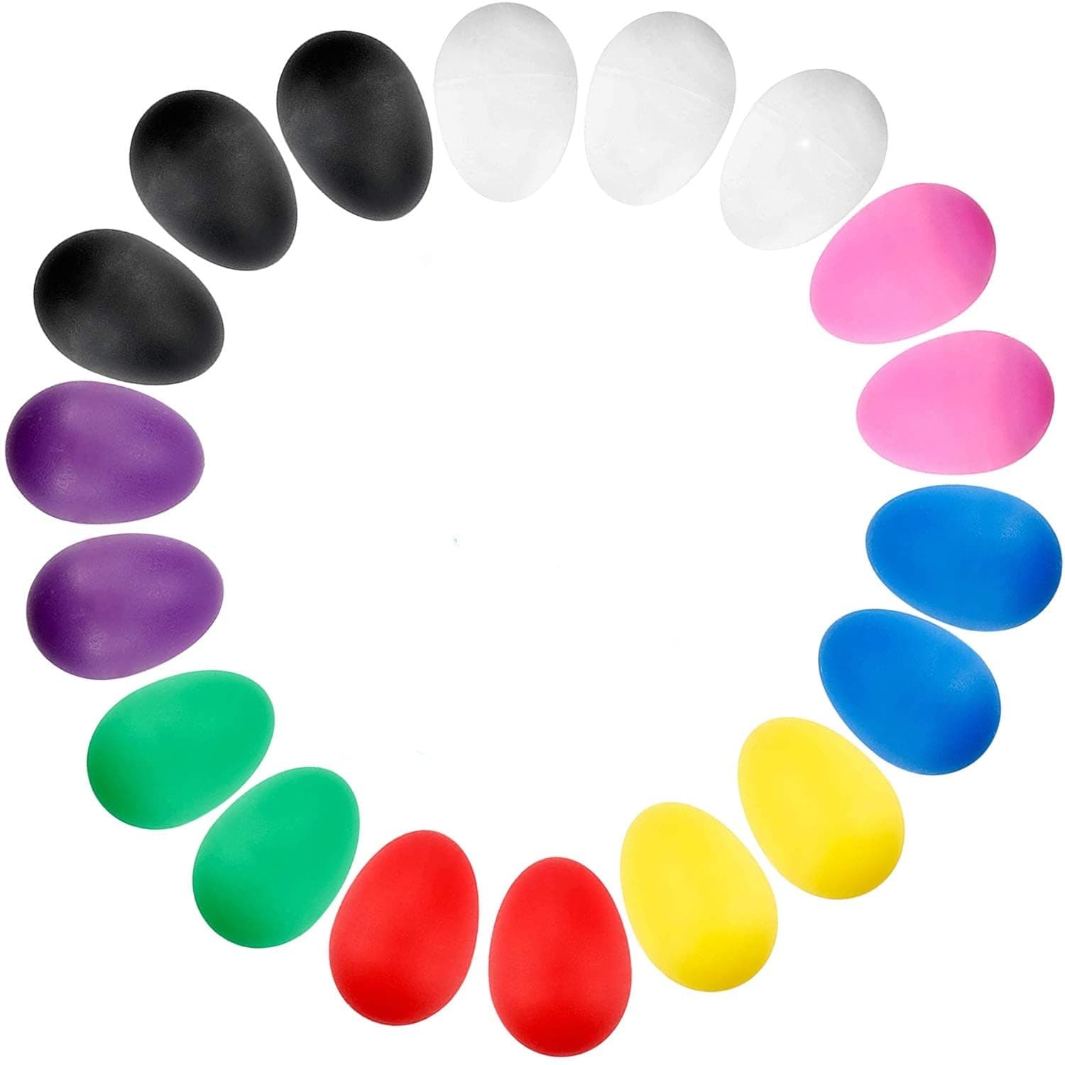 Augshy 18PCS Plastic Egg Shakers Percussion Musical Egg Maracas Easter Eggs with 8 Colors