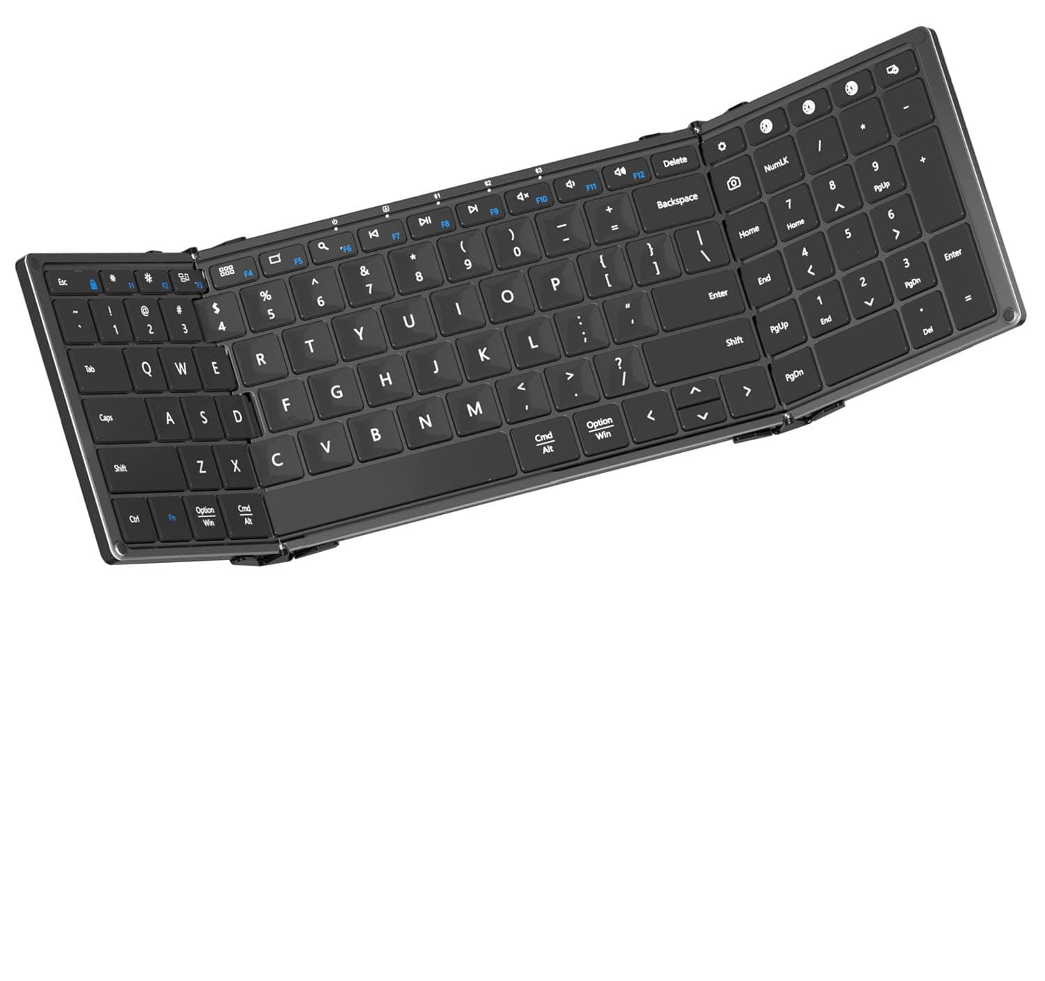 Gimibox Foldable Bluetooth Keyboard, GB320 Full Size Wireless Keyboard with Numeric Keypad, Portable Travel Keyboard for Windows iOS Android Tablets and Smartphones,Sync Up to 3 Devices(Black)