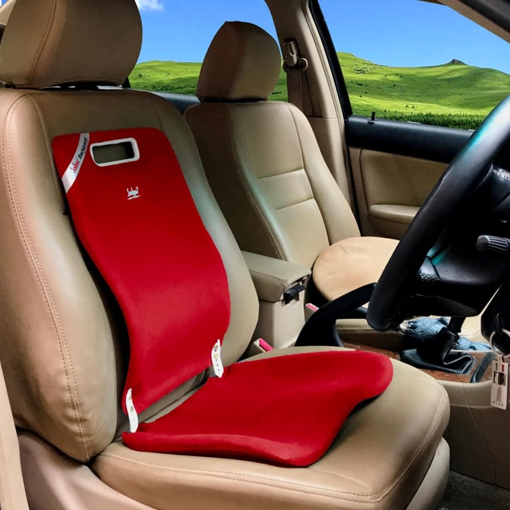 Sabar Orthopaedic & Ergonomic Lumbar Back Support Add-on Seat BACKGUARD™ 3090XC for Office Chair & Car Seat | Adjustable Backrest with Hip Support for Pelvic Stability & Posture Correction (Maroon)