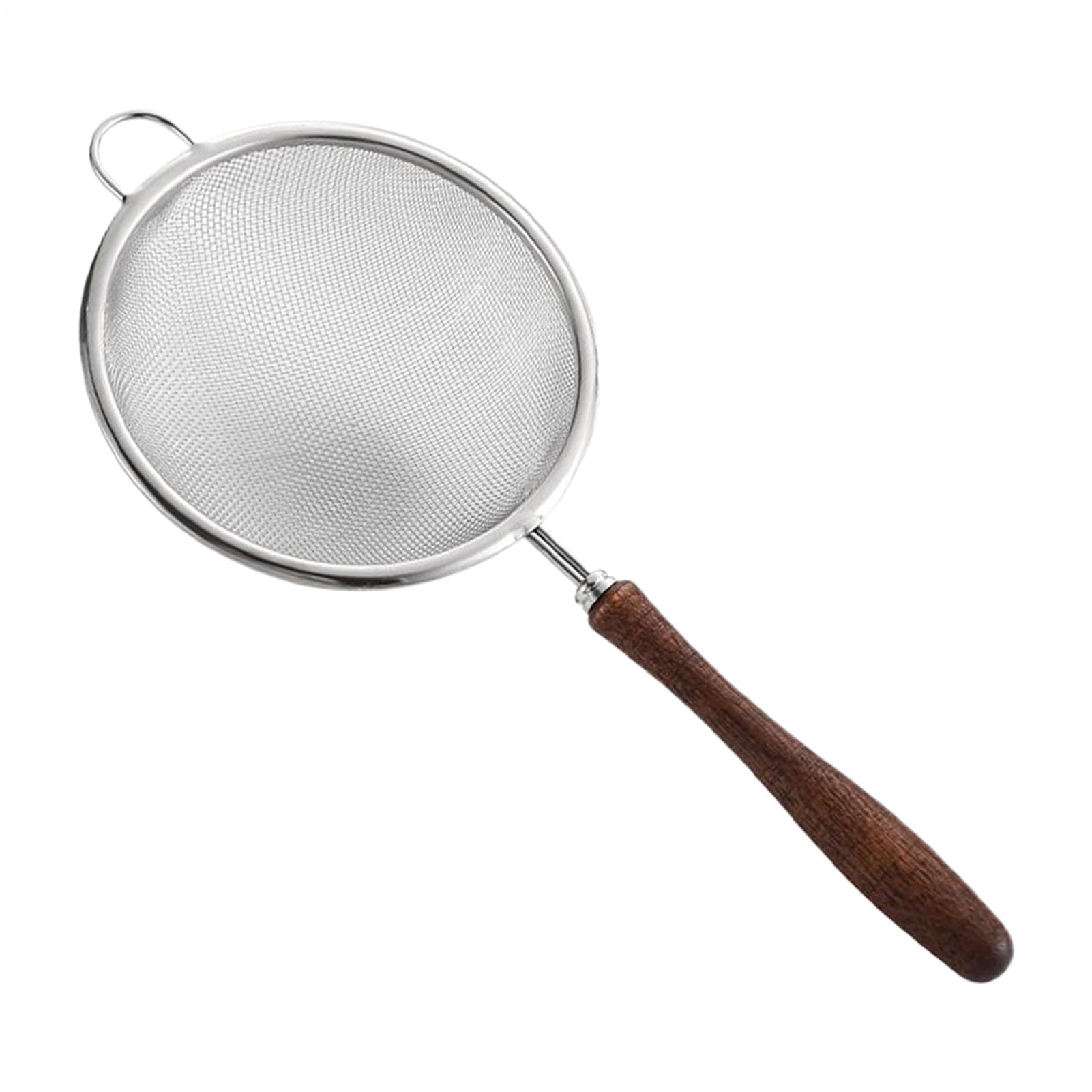 Stainless Steel Fine Mesh Strainer,Extra Fine Mesh Strainer - Stainless Steel Reusable Handheld Sifter Skimmer with Wood Handle, for Cooking, Brewing, Frying, Loose Tea, Matcha, Rice Washing & Juicing
